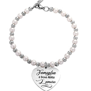 Bracciale Emozionale con incisione nera - "Famiglia è dove abita l'amore" -Beloved_gioielli