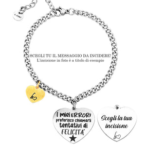 Bracciale Emozionale con incisione nera - "I miei errori preferisco chiamarli..." -Beloved_gioielli