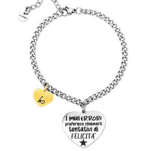 Bracciale Emozionale con incisione nera - "I miei errori preferisco chiamarli..." -Beloved_gioielli