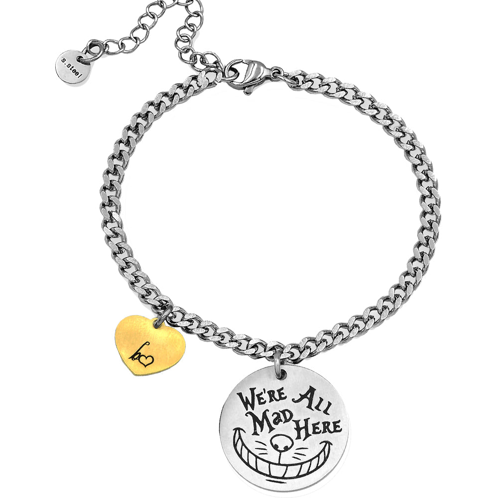 Bracciale Emozionale con incisione nera - "We are all Mad Here" -Beloved_gioielli