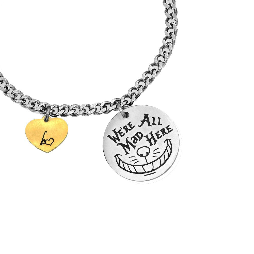 Bracciale Emozionale con incisione nera - "We are all Mad Here" -Beloved_gioielli