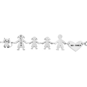 Bracciale Family Genitori + 2 Bimbe anche con animali - con incisione -Beloved_gioielli