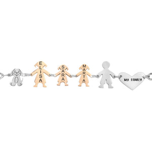 Bracciale Family Genitori + 2 Bimbe anche con animali - con incisione -Beloved_gioielli