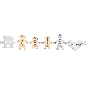 Bracciale Family Genitori + 2 Bimbe anche con animali - con incisione -Beloved_gioielli