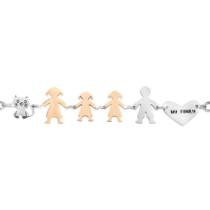 Bracciale Family Genitori + 2 Bimbe anche con animali - con incisione -Beloved_gioielli