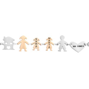 Bracciale Family Genitori + 2 Bimbe anche con animali - con incisione -Beloved_gioielli