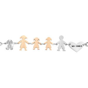 Bracciale Family Genitori + 2 Bimbe anche con animali - con incisione -Beloved_gioielli