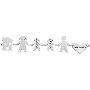 Bracciale Family Genitori + 2 Bimbe anche con animali - con incisione -Beloved_gioielli