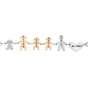Bracciale Family Genitori + 2 Bimbe anche con animali - con incisione -Beloved_gioielli