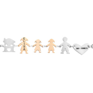 Bracciale Family Genitori + 2 Bimbe anche con animali - con incisione -Beloved_gioielli