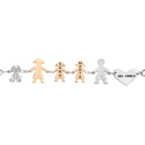 Bracciale Family Genitori + 2 Bimbe anche con animali - con incisione -Beloved_gioielli