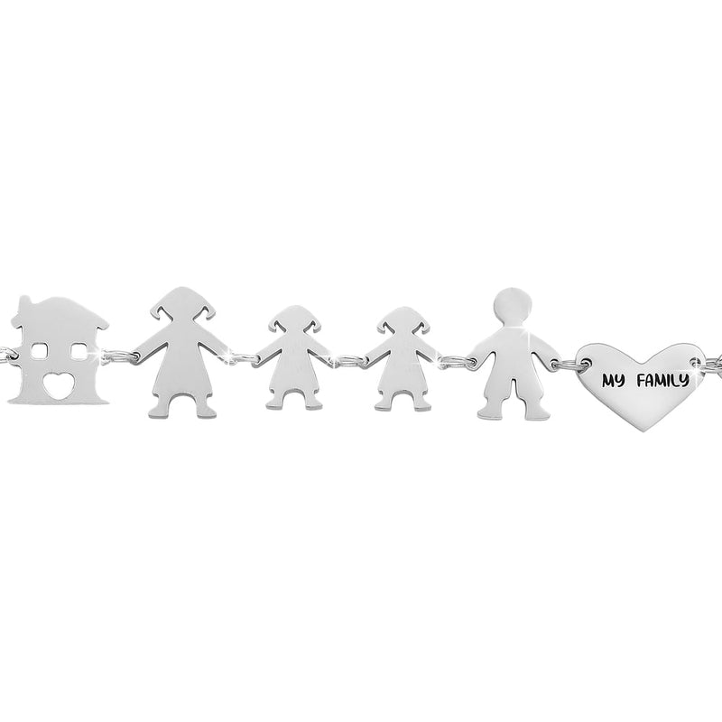 Bracciale Family Genitori + 2 Bimbe anche con animali - con incisione -Beloved_gioielli