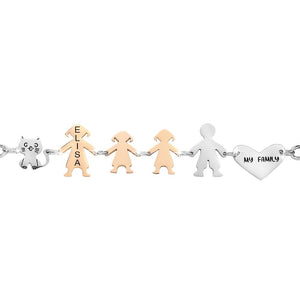 Bracciale Family Genitori + 2 Bimbe anche con animali - con incisione -Beloved_gioielli