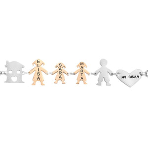 Bracciale Family Genitori + 2 Bimbe anche con animali - con incisione -Beloved_gioielli