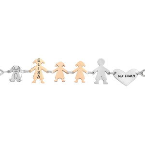 Bracciale Family Genitori + 2 Bimbe anche con animali - con incisione -Beloved_gioielli