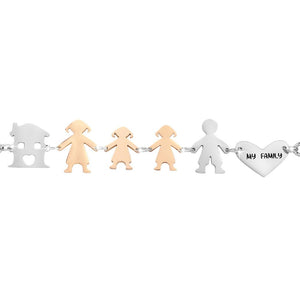Bracciale Family Genitori + 2 Bimbe anche con animali - con incisione -Beloved_gioielli