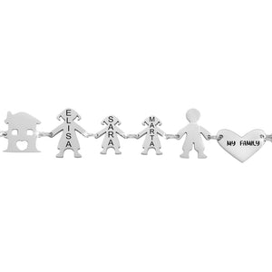 Bracciale Family Genitori + 2 Bimbe anche con animali - con incisione -Beloved_gioielli