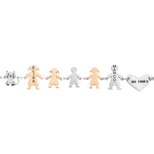 Bracciale Family Genitori + 2 Bimbe + Bimbo anche con animali - con incisione -Beloved_gioielli