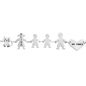Bracciale Family Genitori + 2 Bimbi anche con animali - con incisione -Beloved_gioielli