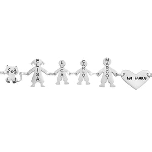 Bracciale Family Genitori + 2 Bimbi anche con animali - con incisione -Beloved_gioielli