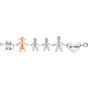 Bracciale Family Genitori + 2 Bimbi anche con animali - con incisione -Beloved_gioielli