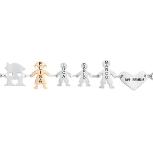 Bracciale Family Genitori + 2 Bimbi anche con animali - con incisione -Beloved_gioielli
