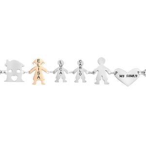 Bracciale Family Genitori + 2 Bimbi anche con animali - con incisione -Beloved_gioielli
