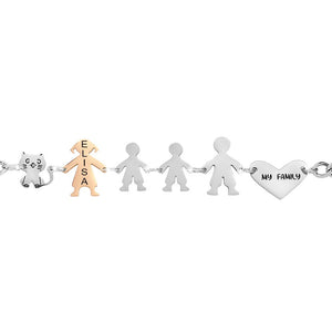 Bracciale Family Genitori + 2 Bimbi anche con animali - con incisione -Beloved_gioielli