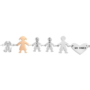 Bracciale Family Genitori + 2 Bimbi anche con animali - con incisione -Beloved_gioielli