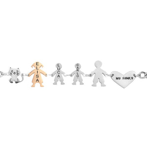 Bracciale Family Genitori + 2 Bimbi anche con animali - con incisione -Beloved_gioielli