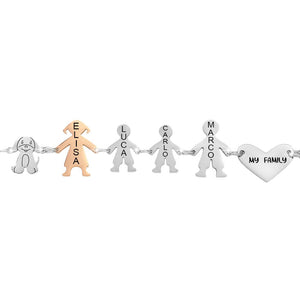 Bracciale Family Genitori + 2 Bimbi anche con animali - con incisione -Beloved_gioielli