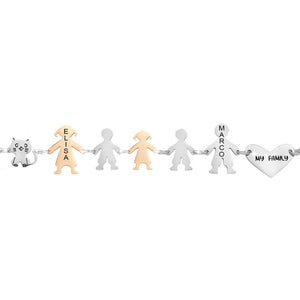Bracciale Family Genitori + 2 Bimbi + Bimba anche con animali - con incisione -Beloved_gioielli