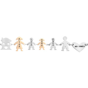 Bracciale Family Genitori + 2 Bimbi + Bimba anche con animali - con incisione -Beloved_gioielli