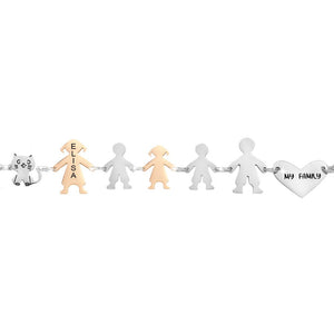 Bracciale Family Genitori + 2 Bimbi + Bimba anche con animali - con incisione -Beloved_gioielli