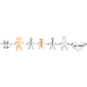 Bracciale Family Genitori + 2 Bimbi + Bimba anche con animali - con incisione -Beloved_gioielli