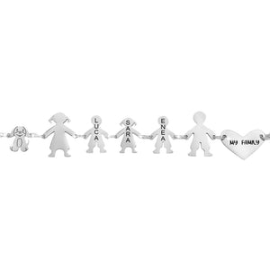 Bracciale Family Genitori + 2 Bimbi + Bimba anche con animali - con incisione -Beloved_gioielli