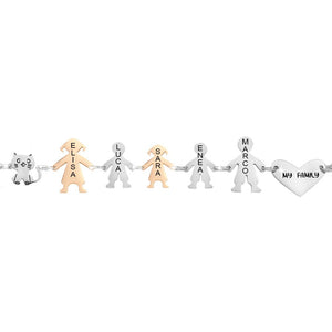 Bracciale Family Genitori + 2 Bimbi + Bimba anche con animali - con incisione -Beloved_gioielli