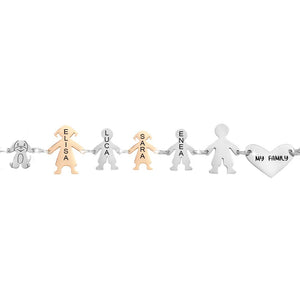 Bracciale Family Genitori + 2 Bimbi + Bimba anche con animali - con incisione -Beloved_gioielli