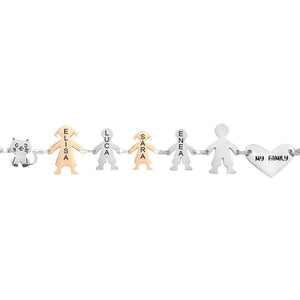 Bracciale Family Genitori + 2 Bimbi + Bimba anche con animali - con incisione -Beloved_gioielli
