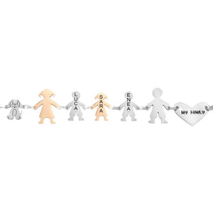 Bracciale Family Genitori + 2 Bimbi + Bimba anche con animali - con incisione -Beloved_gioielli