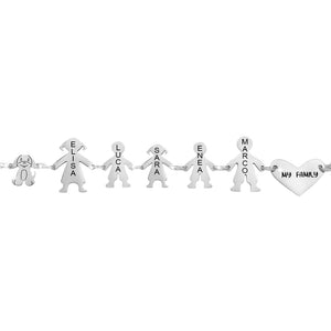 Bracciale Family Genitori + 2 Bimbi + Bimba anche con animali - con incisione -Beloved_gioielli