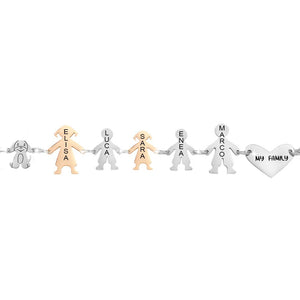 Bracciale Family Genitori + 2 Bimbi + Bimba anche con animali - con incisione -Beloved_gioielli