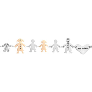Bracciale Family Genitori + 2 Bimbi + Bimba anche con animali - con incisione -Beloved_gioielli