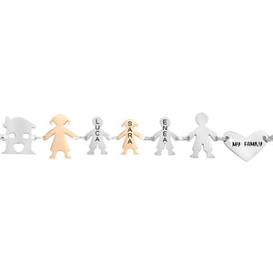 Bracciale Family Genitori + 2 Bimbi + Bimba anche con animali - con incisione -Beloved_gioielli
