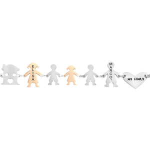 Bracciale Family Genitori + 2 Bimbi + Bimba anche con animali - con incisione -Beloved_gioielli