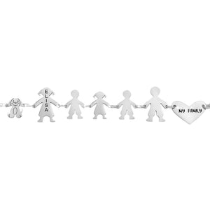 Bracciale Family Genitori + 2 Bimbi + Bimba anche con animali - con incisione -Beloved_gioielli