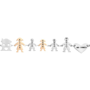 Bracciale Family Genitori + 2 Bimbi + Bimba anche con animali - con incisione -Beloved_gioielli