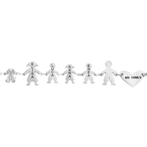 Bracciale Family Genitori + 2 Bimbi + Bimba anche con animali - con incisione -Beloved_gioielli