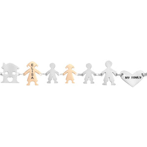 Bracciale Family Genitori + 2 Bimbi + Bimba anche con animali - con incisione -Beloved_gioielli