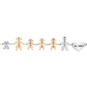 Bracciale Family Genitori + 3 Bimbe anche con animali - con incisione -Beloved_gioielli